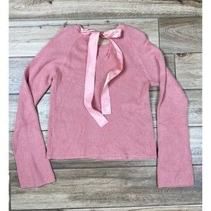 Women's Ribbon Tie Back Sweater Knit Small Top Pink Peach